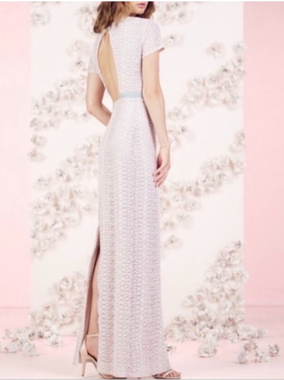 LC Lauren Conrad Dusty Pink Lace Maxi Dress with Bow Belt